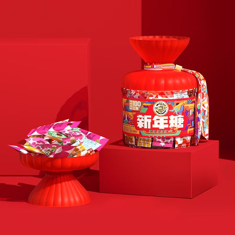 徐福记新年糖混合口味糖果结婚喜糖休闲零食桶装420g