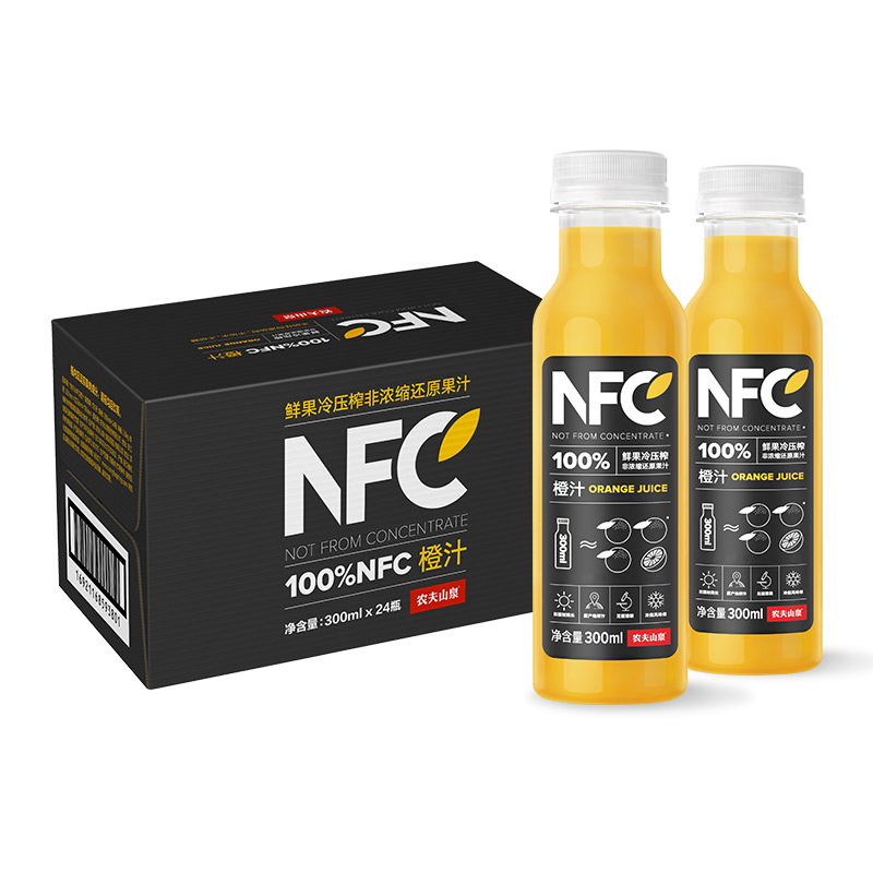 农夫山泉NFC橙汁300ml*24瓶纯果汁0添加(单位：箱)