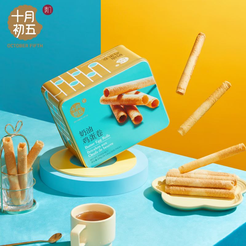 十月初五500g奶油鸡蛋卷（铁罐）（蓝色/金色随机发货）