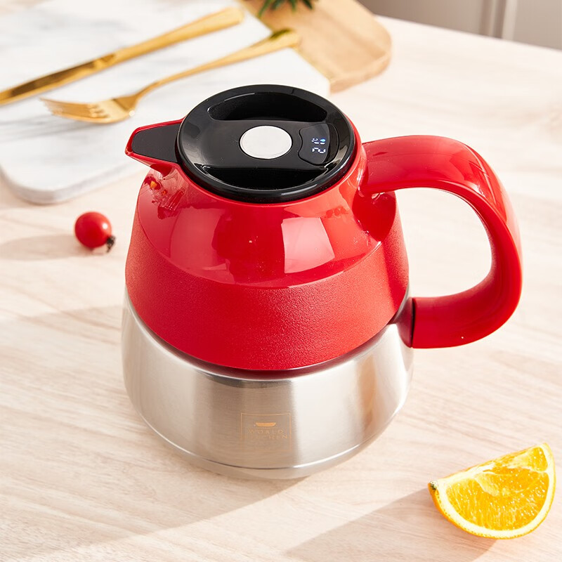 康寧餐具WORLDKITCHEN溫顯燜茶壺1500ml-紅