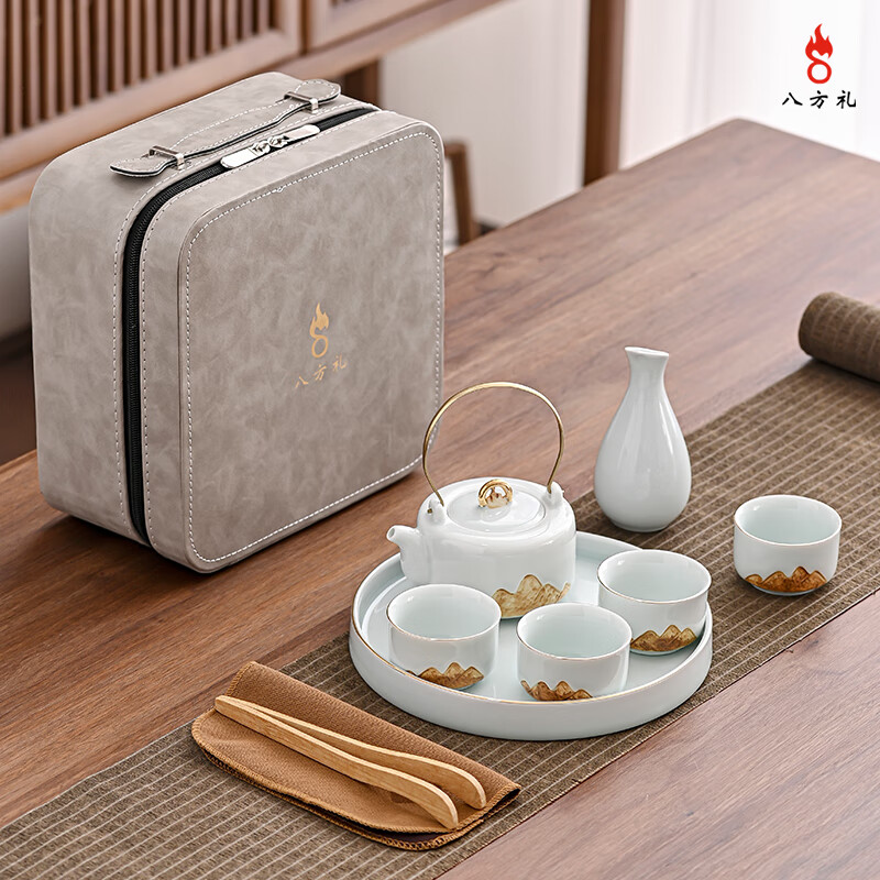 八方礼江山提梁壶茶具（影青）BFL2023-10