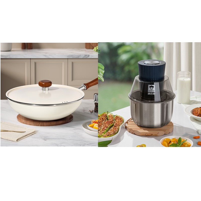 康巴赫有钛无涂层珐琅不粘炒锅+康巴赫百味绞肉机（颜色随机））