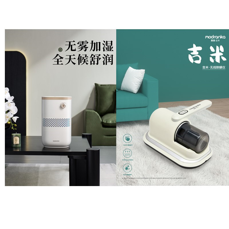 大宇无雾加湿器（颜色随机）+莫德兰卡无线除螨仪