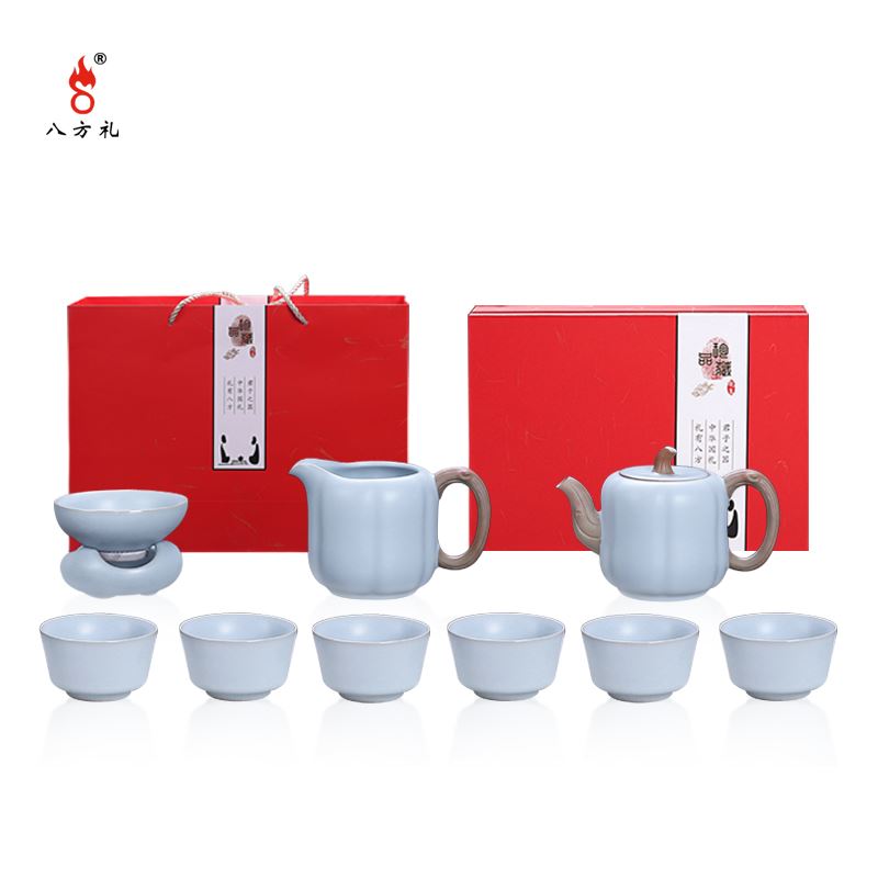 八方禮福運(yùn)連連汝窯茶具套裝BFLRY2019-1