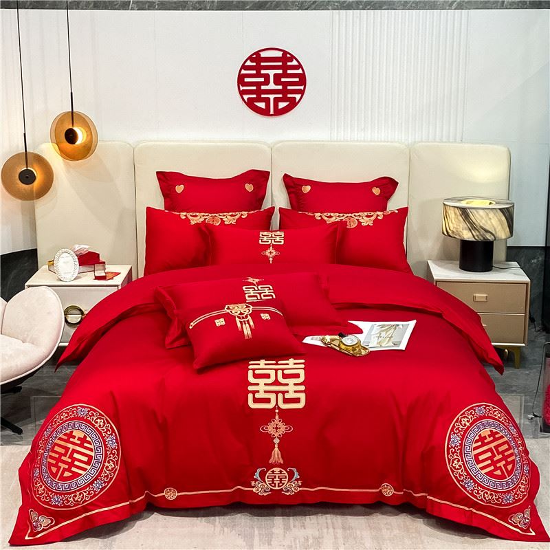 因为+所以金龙瑞凤-婚庆刺绣四件套