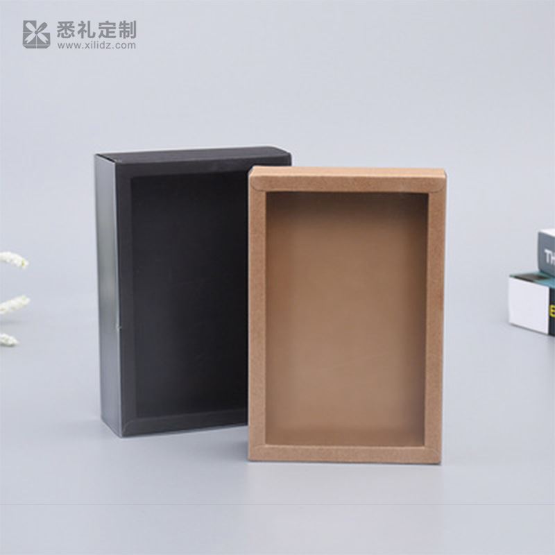 牛皮纸礼品包装盒黑卡抽屉礼盒puc