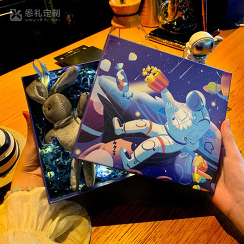 精伦天地盖礼盒宇航员立体礼品盒