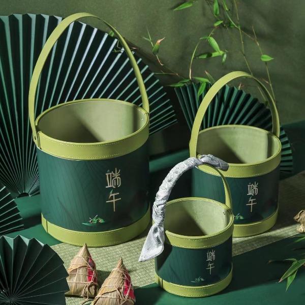 端午节礼盒2023创意手提圆形皮质抱抱桶