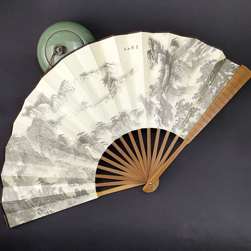 竹柄绢布折扇定制