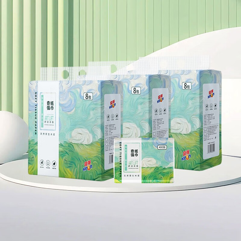奇强QQCZD224抽取式面巾纸400张*8包/3提/组