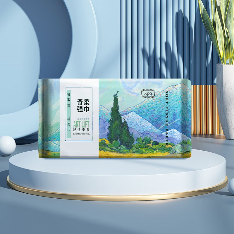奇强QQRJD262干湿两用棉柔巾60片/4包/组