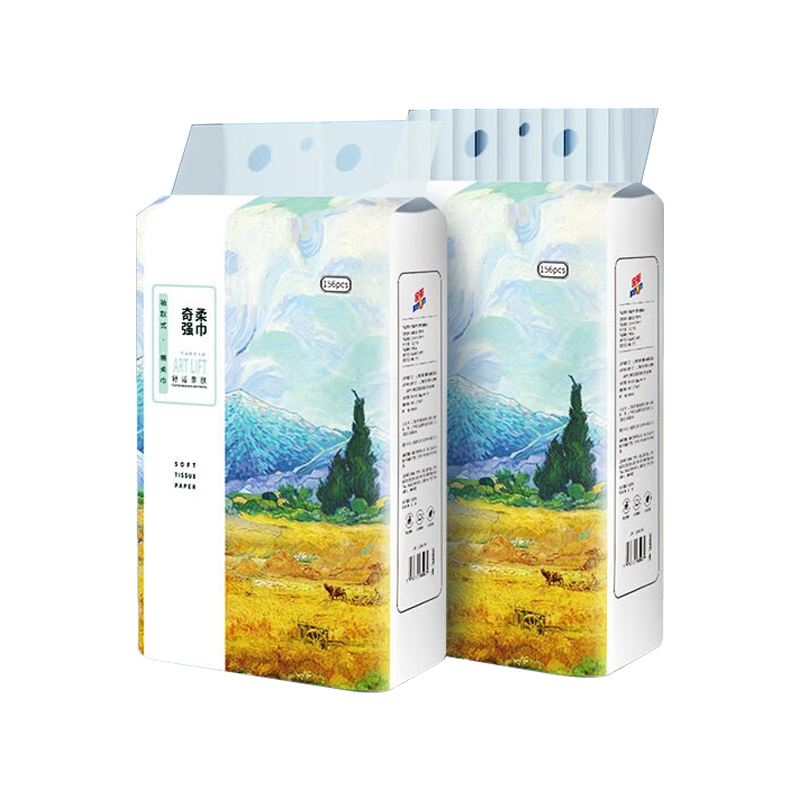 奇强QQRJD279干湿两用棉柔巾156片/2包/组