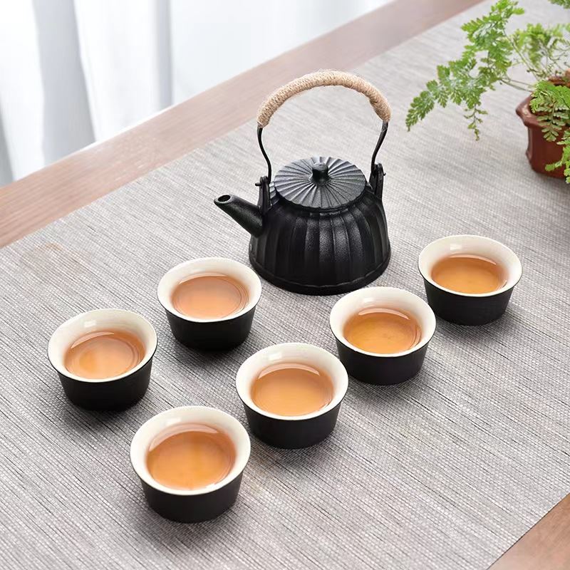 7頭浮雕提梁壺茶具套裝
