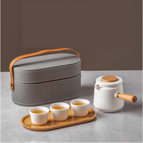 皮箱旅行套裝木柄茶具