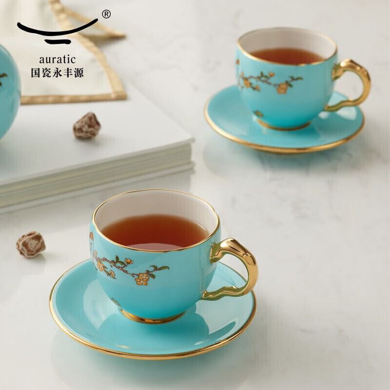 永丰源夫人瓷西湖蓝4头咖啡对杯