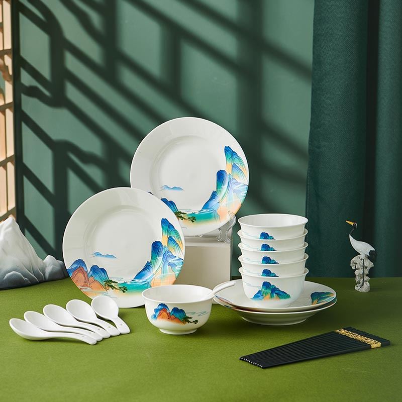 唯嘟国风千里江山餐具22头W-CJ322