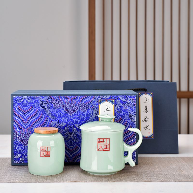 闽匠陶瓷上善若水·自在杯+茶叶罐