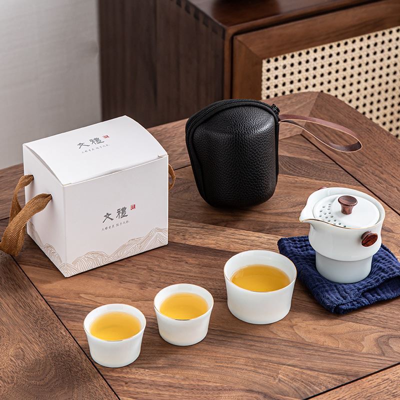 闽匠陶瓷礼遇江南--竹节快客杯1壶3杯