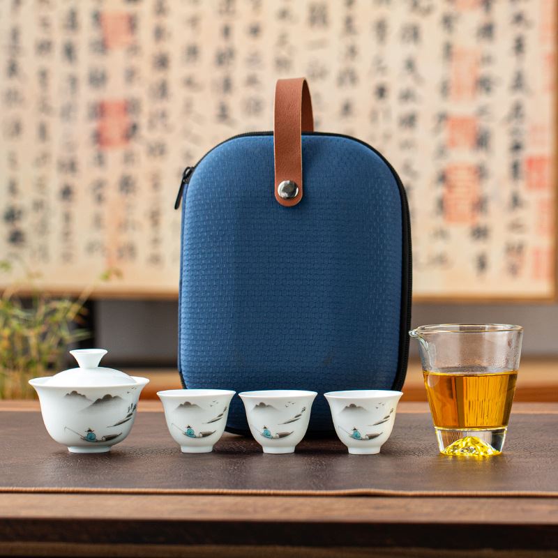 闽匠陶瓷七件套畅享旅行茶器套组