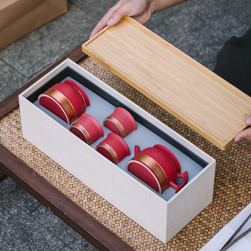 闽匠陶瓷慢生活·6入路宝粗陶茶具套装