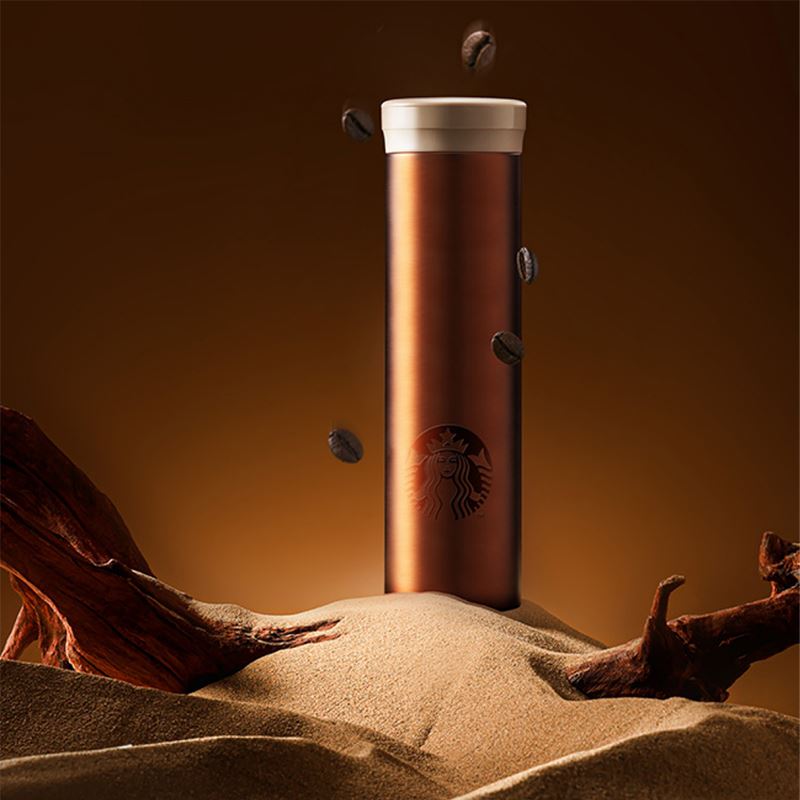 星巴克幻彩古铜色翻盖杯