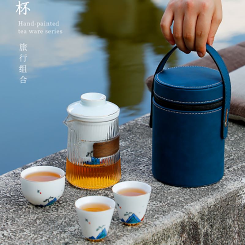 御泉阅山玻璃快客杯旅行茶具
