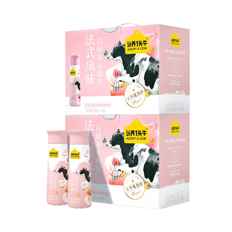 认养一头牛白桃燕麦味酸奶10入二提装