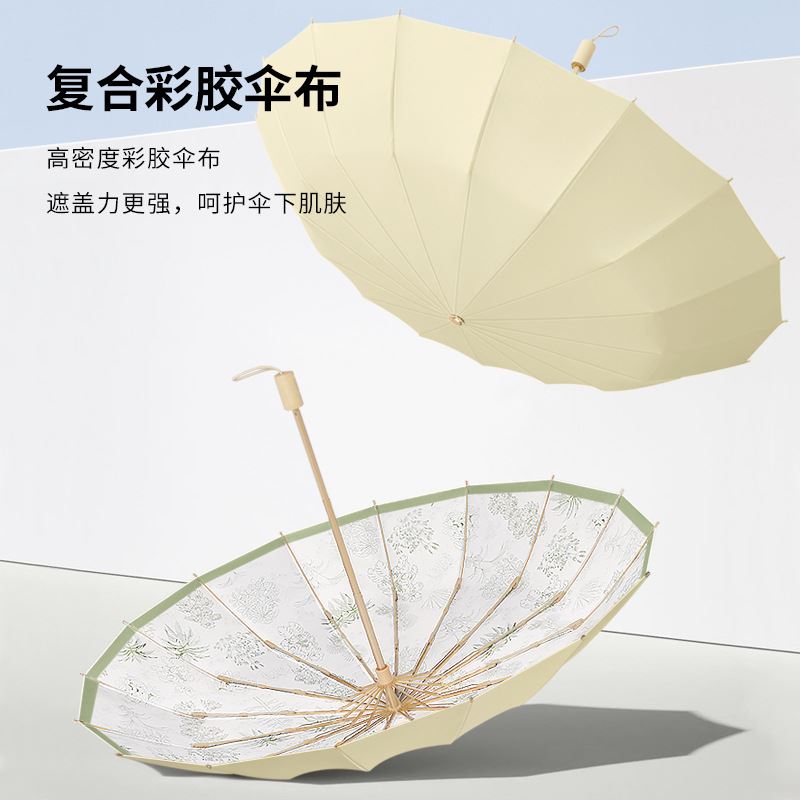 芒米法式复古奶油色系三折伞S3099C
