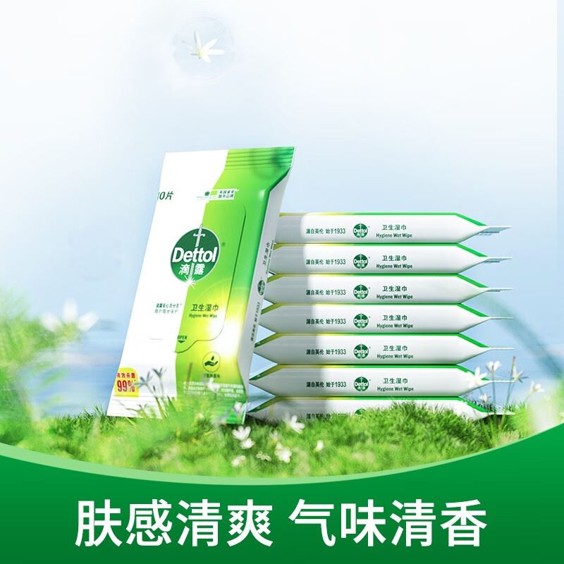 滴露Dettol卫生湿巾10片*8包*2