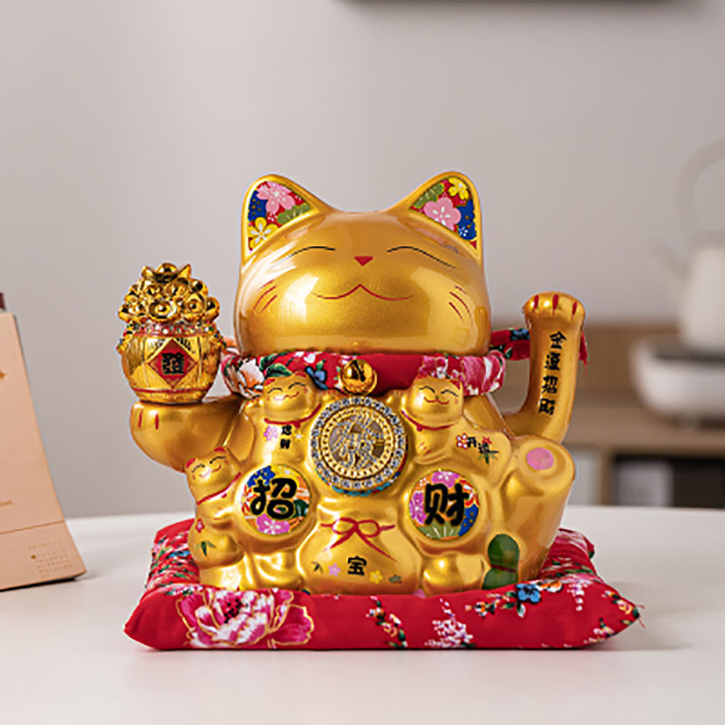 招财猫8寸摇手金色转运猫一桶金