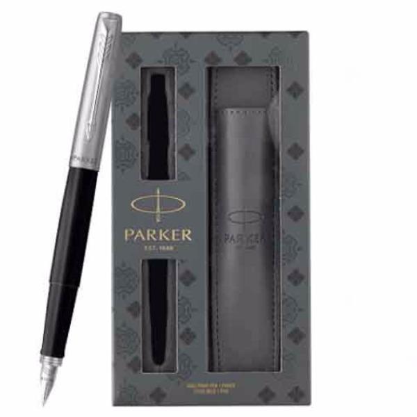 派克（PARKER）乔特系列乔特复古黑白夹墨水笔+笔套礼盒;