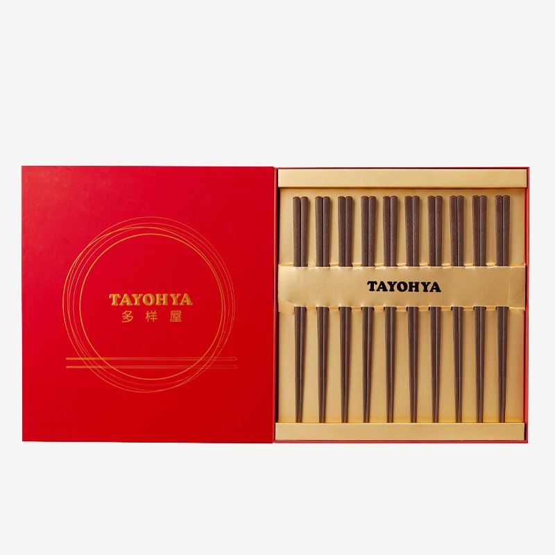 多样屋TA030103231ZZ玉树临风合金筷咖色10入礼盒