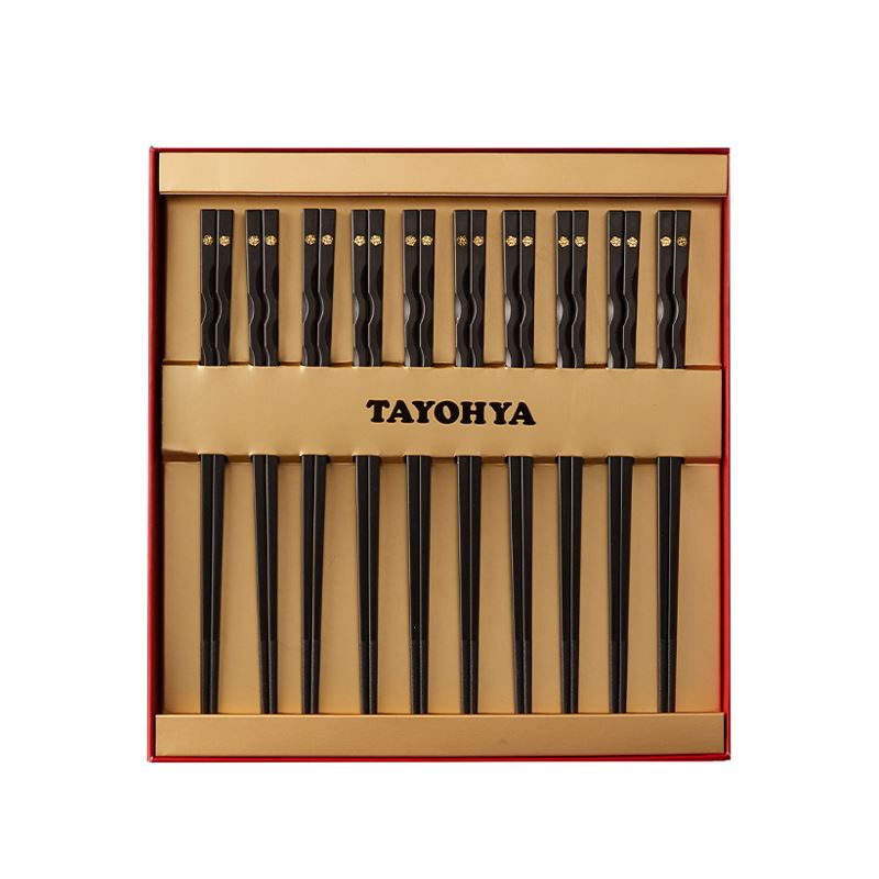 多样屋TA030103232ZZ花好月圆合金筷黑色10入礼盒