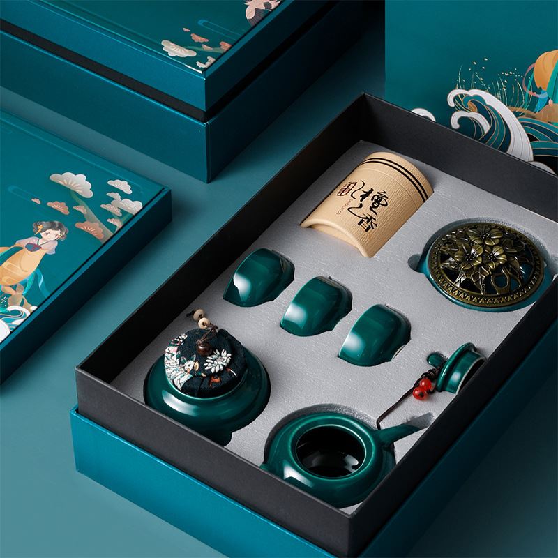 国潮商务茶具套装一壶三杯