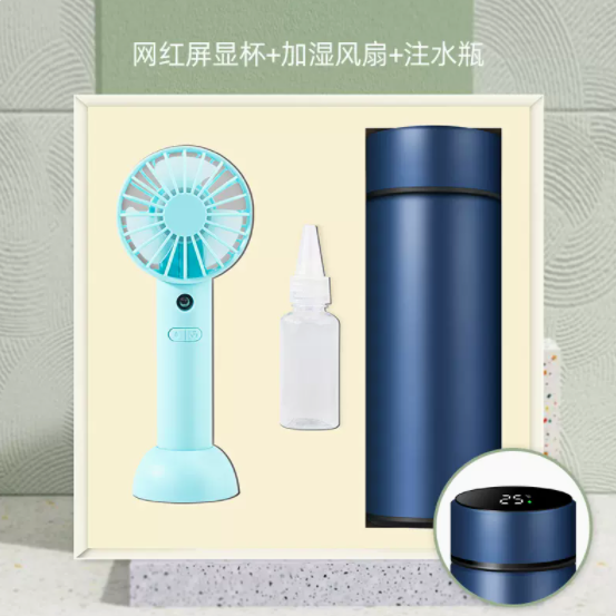 商务套装温控杯补水喷雾扇两件套