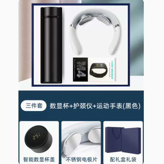 商务套装温控杯颈椎仪运动手环三件套