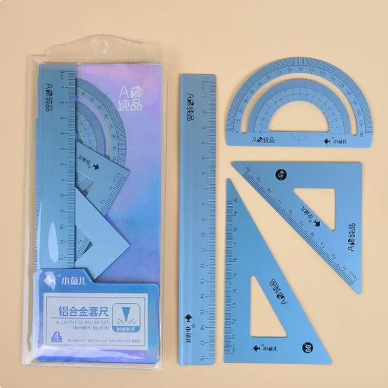 多功能铝合金小学生专用文具套尺18厘米