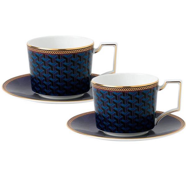 WEDGWOOD威基伍德拜占庭蓝色2杯2碟组盒套装
