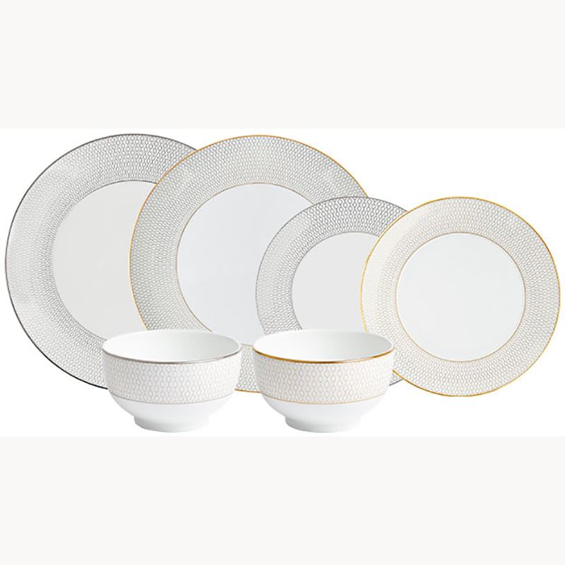WEDGWOOD威基伍德金色幾何&白金幾何2人食餐具6件套