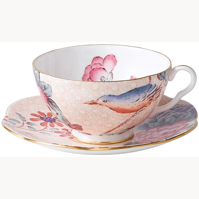 WEDGWOOD威基伍德杜鵑桃色杯碟組
