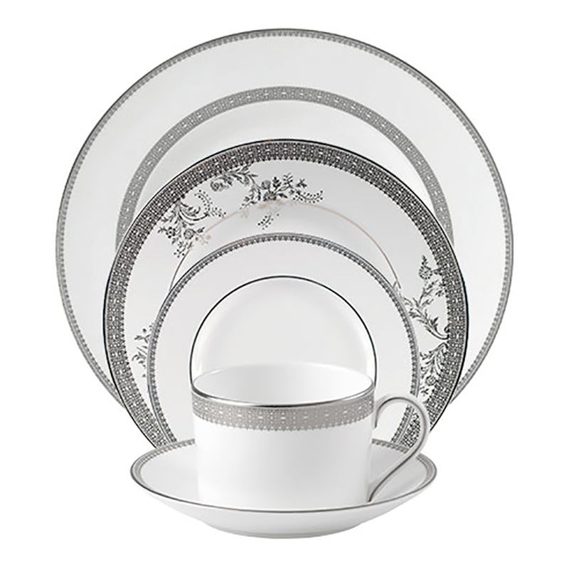 WEDGWOOD威基伍德王薇薇白金蕾絲餐具五件組