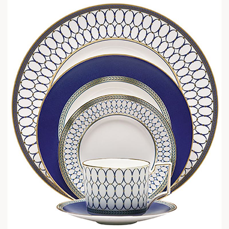 WEDGWOOD威基伍德金粉年華午夜藍(lán)餐具5件組