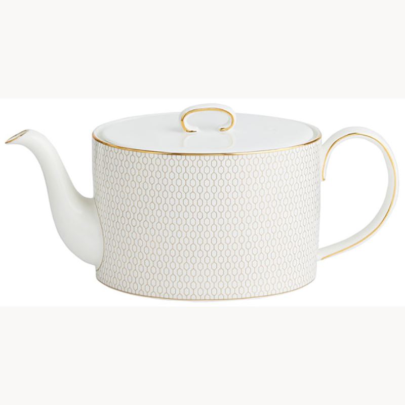WEDGWOOD威基伍德金色幾何茶壺