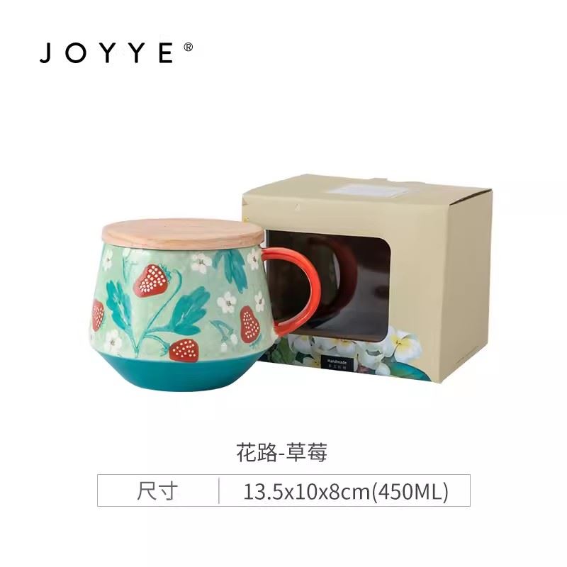 JOYYE高顏值杯子辦公室女ins風(fēng)陶瓷杯馬克杯帶蓋