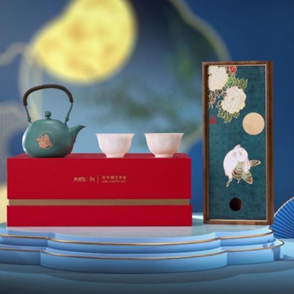 朱炳仁月上枝頭茶禮套裝