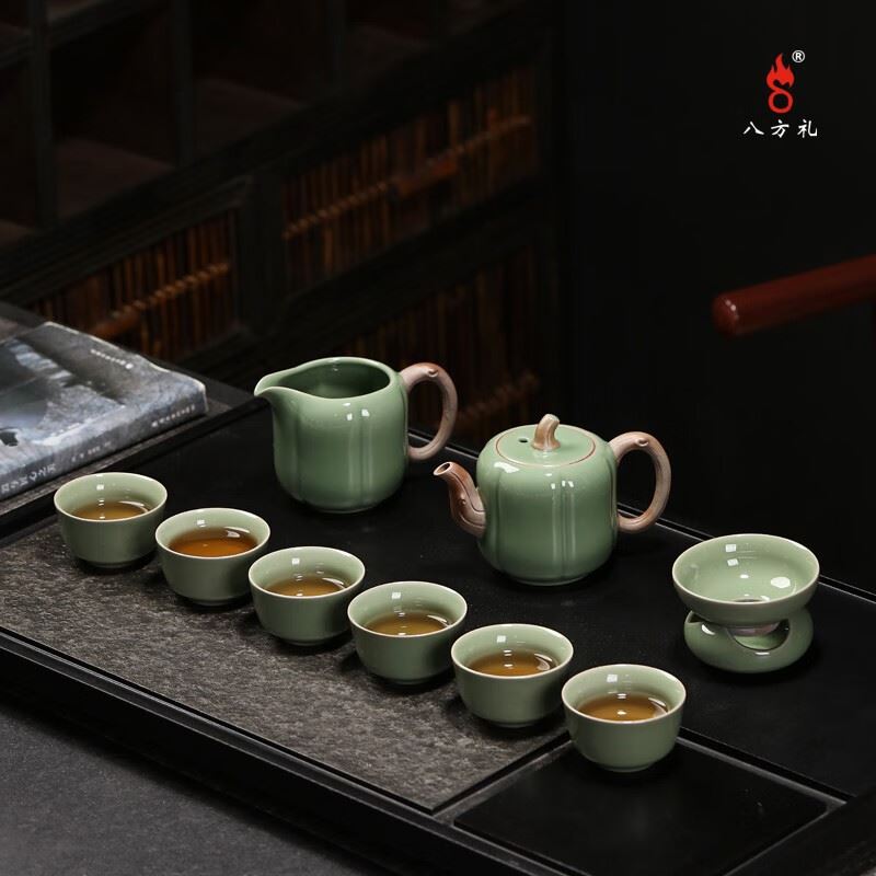 八方礼福运连连汝窑茶具