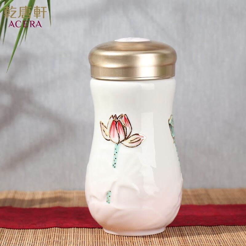 乾唐轩-小蜻蜓夏荷随身杯400ml