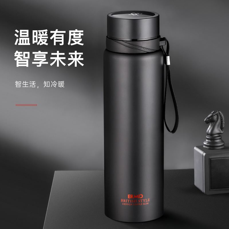 定制品智能304不锈钢智能温显保温杯680ml