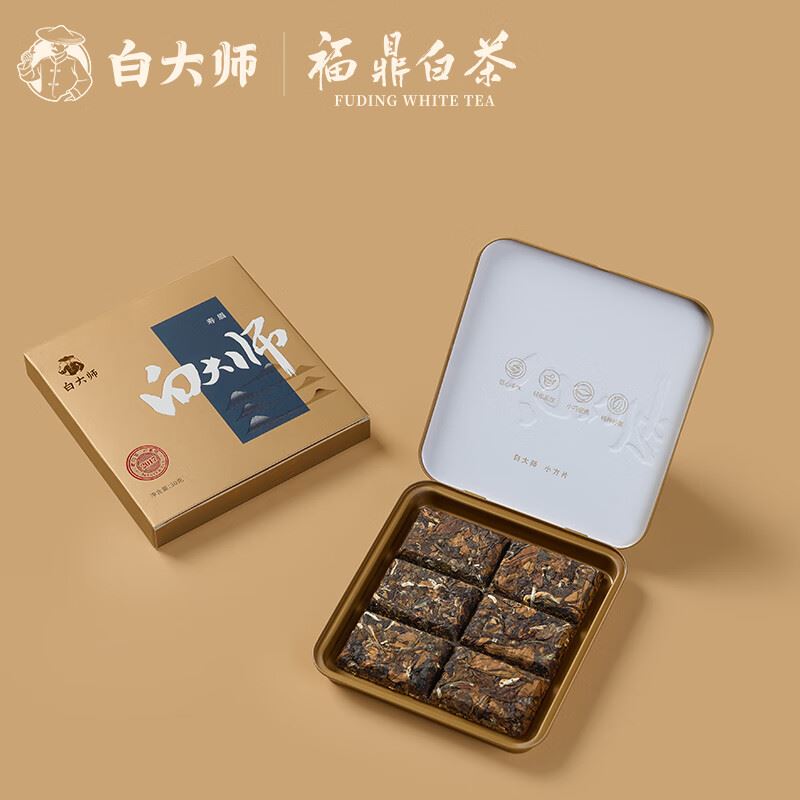 白大师福鼎白茶2017年寿眉小方片饼干茶30g