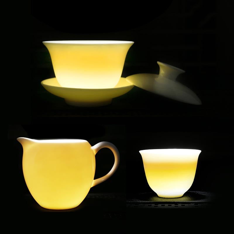 金镶玉白瓷映雪茶具